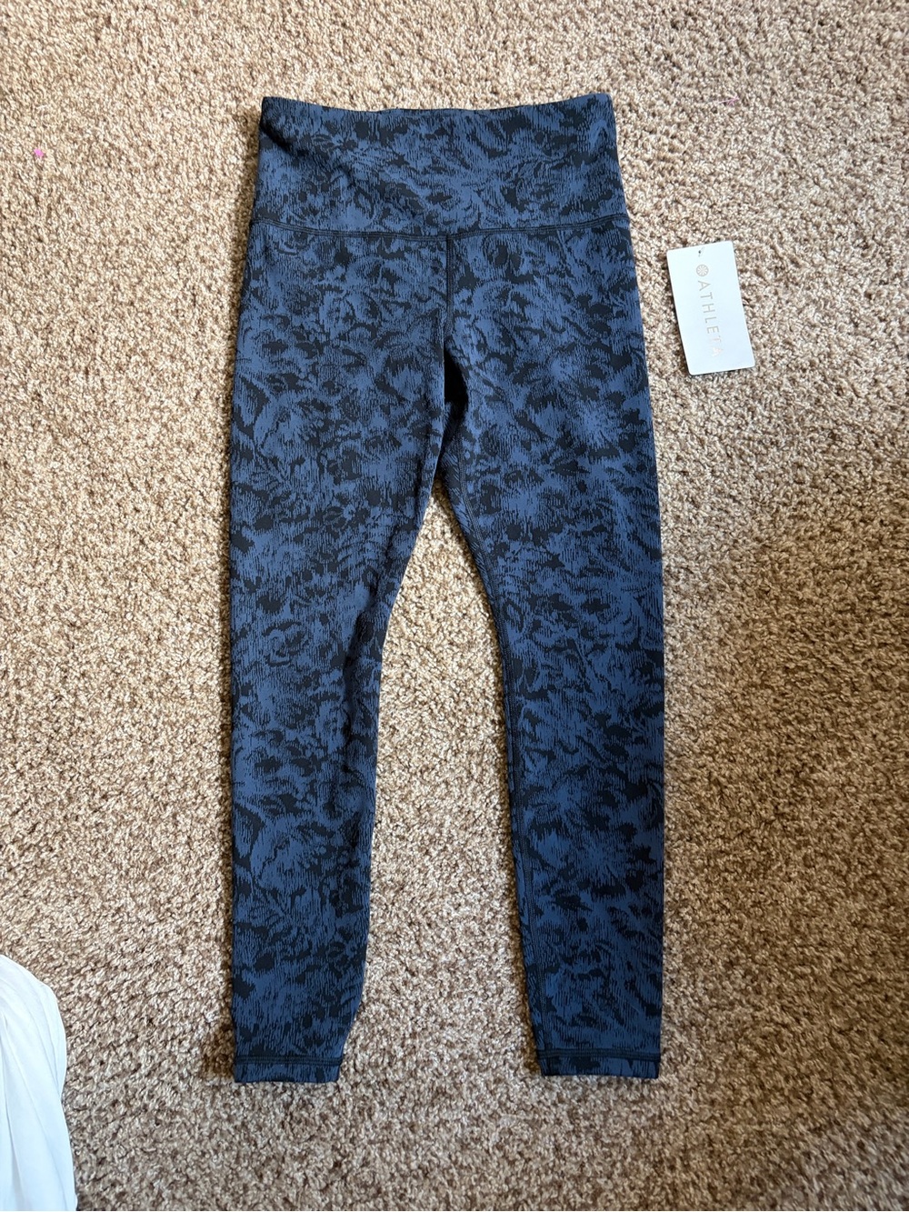 Athleta Blue and Black Elation Textured Tights